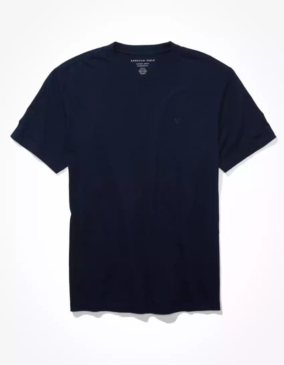 T Shirts American Eagle AE Super Soft Legend Bleu Marine Homme | UYA-62727581